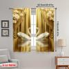2pcs Elegant Gold Swan Print Curtains  for Study  Modern Bedroom   Stylish Living Room   Chic Kitchen   Spacious Balcony & Home Decor