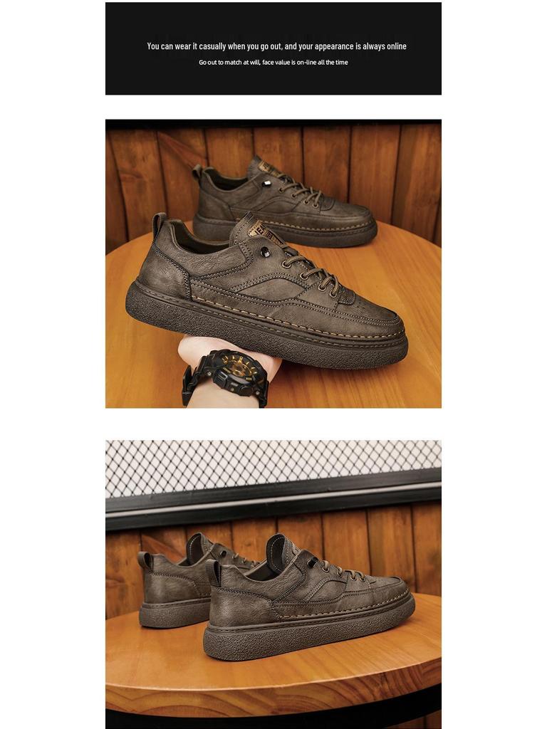 Chaussures en cuir tendance pour hommes 2025: Style Britannique Polyvalent Automnal Décontracté & Formel.