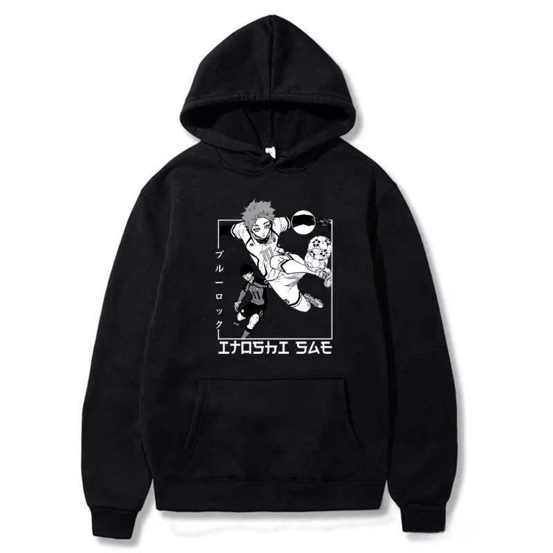 Autumn Winter Long Sleeves Hooded Sweatshirts Manga BLUE LOCK Itoshi Sae Hoodies Men Women Loose Anime Street Hoody