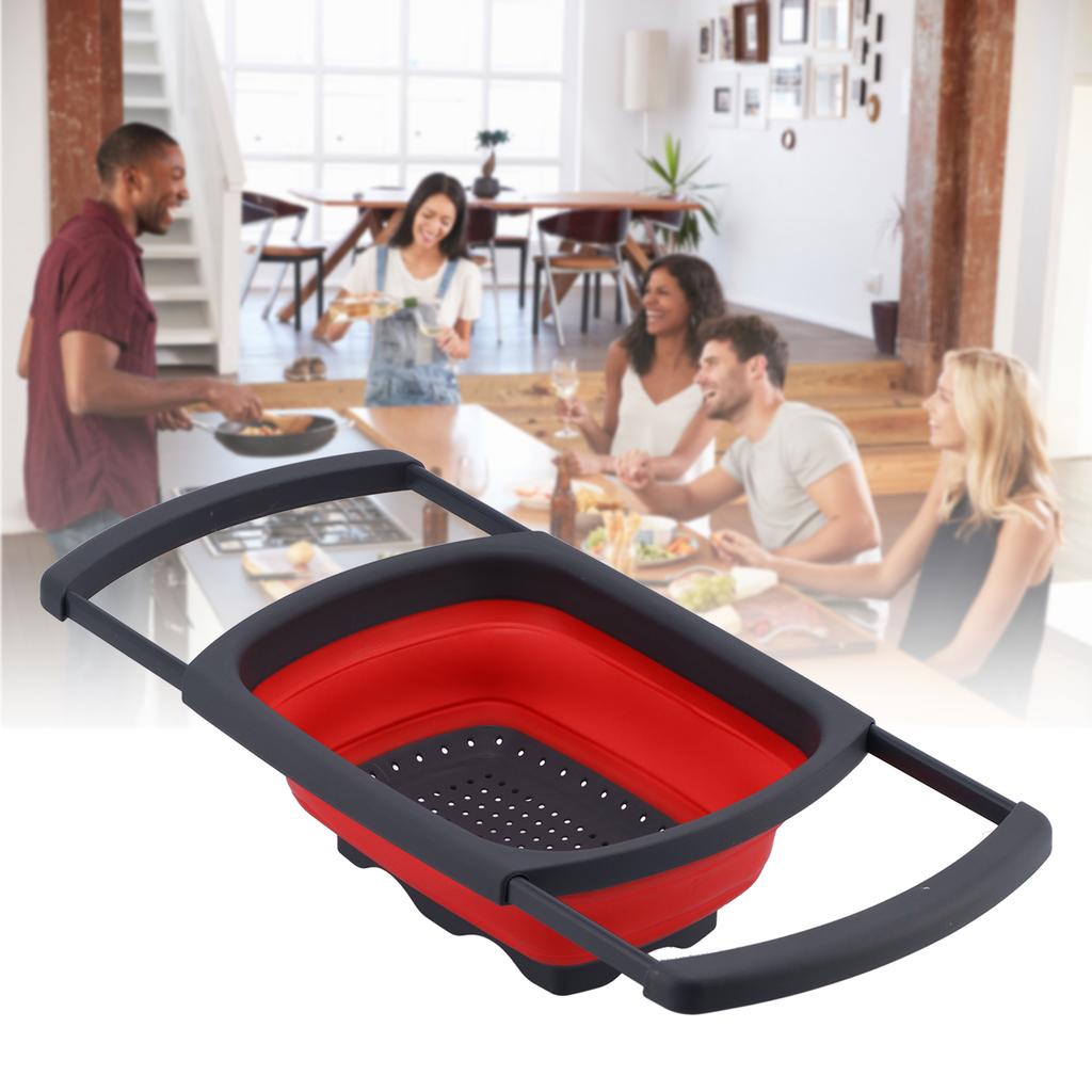 Folding Drain Basket Retractable Fruit Vegetable Washing Draining Basket for Home Kitchen Use