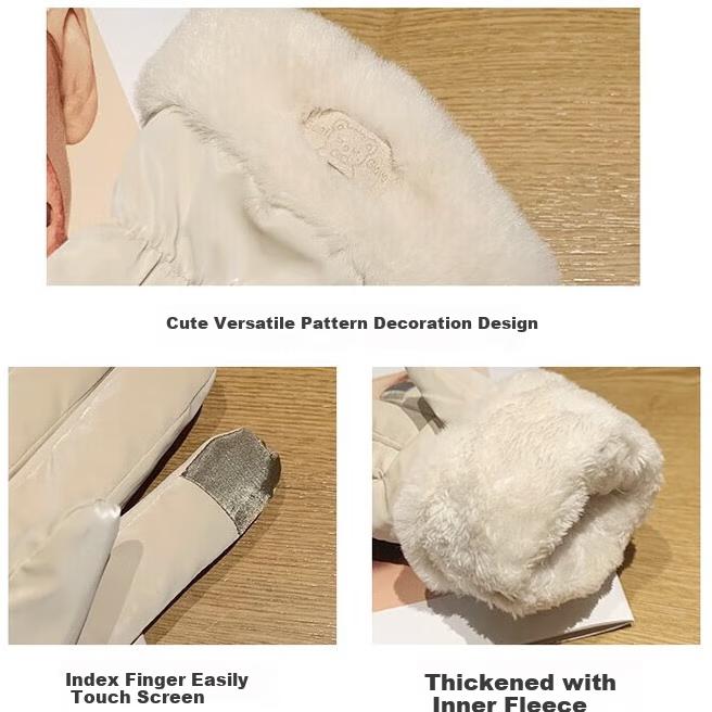 Winter Gloves, Thickened And Fleece-Lined, Cold-Resistant for Cycling, Touchscreen Compatible, Ladies' Outdoor Riding Electric Bike Warm Cotton Gloves