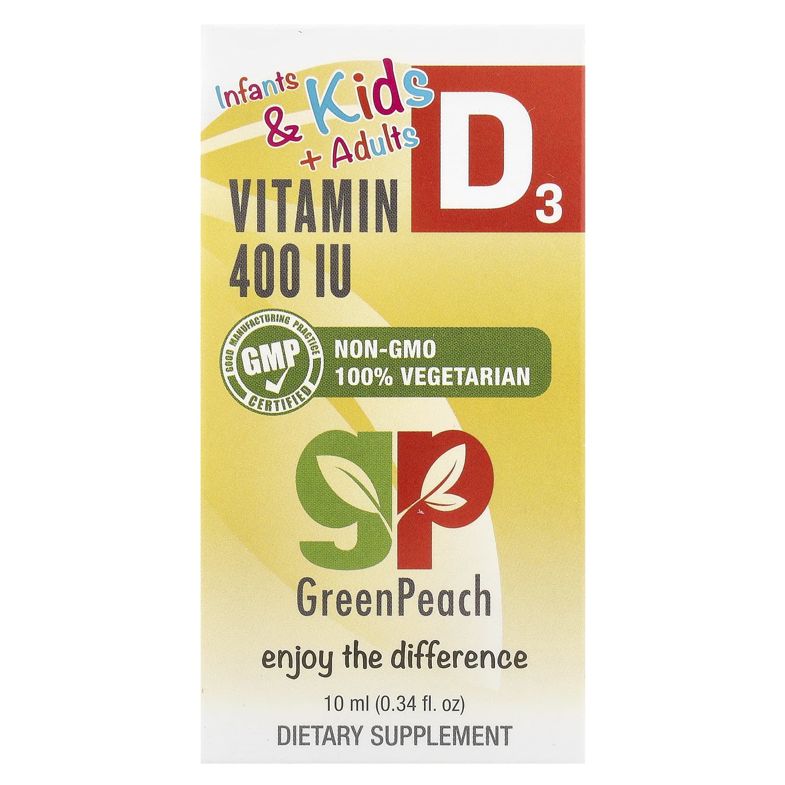 

Infants & Children + Adults, Vitamin D3, 400Iu, 10Ml(0.34Fl Oz)