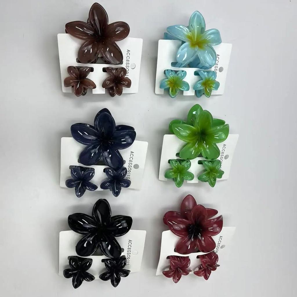 3 Pezzi/Set Dolce Fiore Colorato Sfumato Pinze per Capelli Coda di Cavallo Clip Morsetto Barrettes Forcine per Capelli per Donna Ragazza Accessori per Capelli da Spiaggia