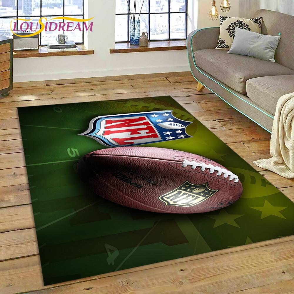 American Football N-NFL Zeichen Rugby Gamer Teppich für Wohnzimmer Schlafzimmer Dekoration, Bodenteppich rutschfeste Dekoration für Sofa Fußmatte