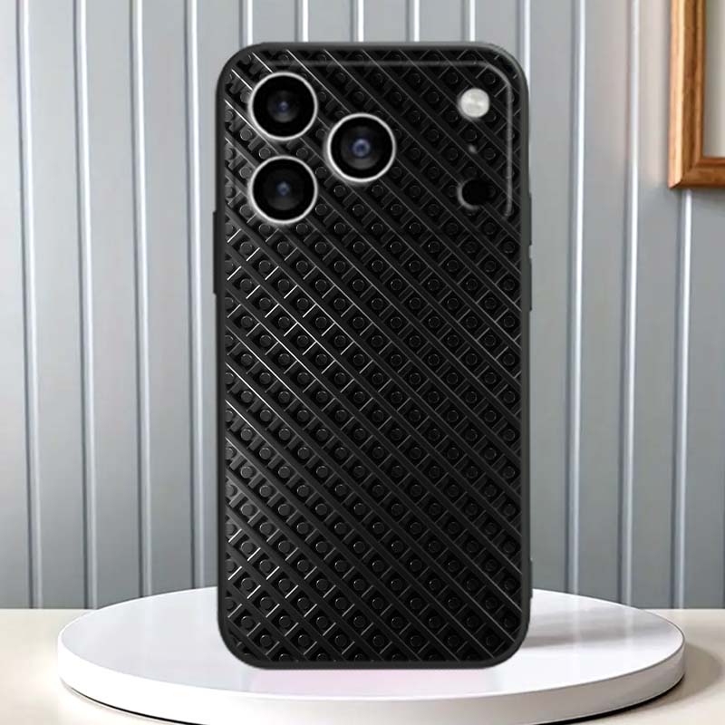 Black Carved Woven Texture Phone Case For Apple iPhone 17 16 16E 15 14 13 12 11 Pro Max Plus Black Soft Silicone