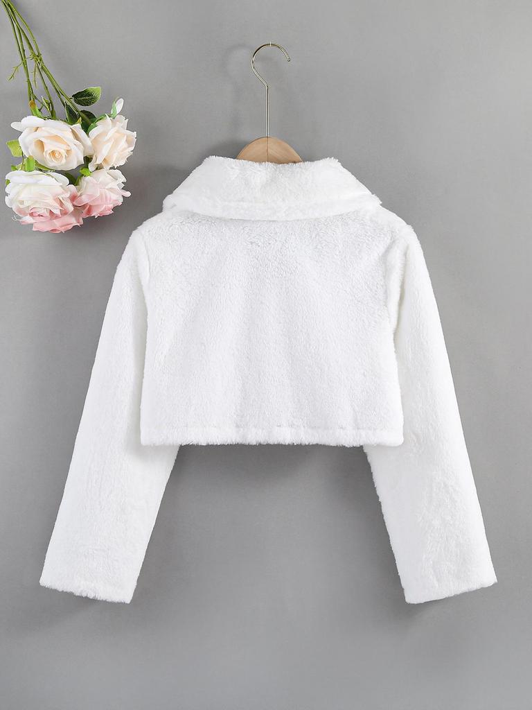 Girls' Casual & Elegant Solid-Color Long-Sleeve Cape/Jacket with Fluffy Collar – Cute "Little Heiress" Style (Suitable for All Seasons)