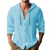 Spring and Summer Men's Hooded T-shirt Solid Color Cotton and Linen Men's Casual Long-sleeved Top