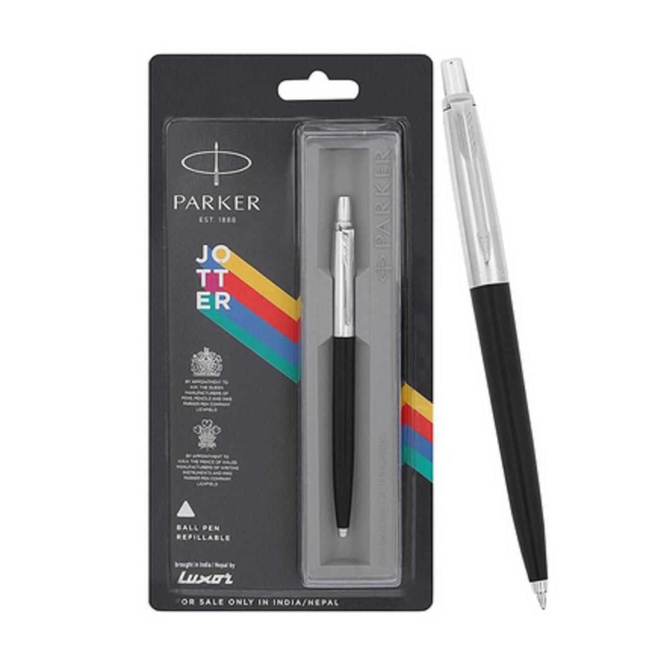 

@ Parker Jotter Standard Black Chrome Trim Ballpoint Pen 60Gm Zr-8029-60%Off