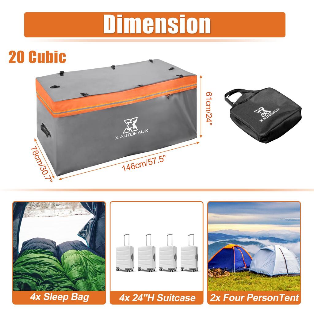 Uxcell 25 Cubic Feet Car Trailer Luggage Bag Set with 8 Reinforced Fits Most Steel Trailer Basket Straps, Vehicles,