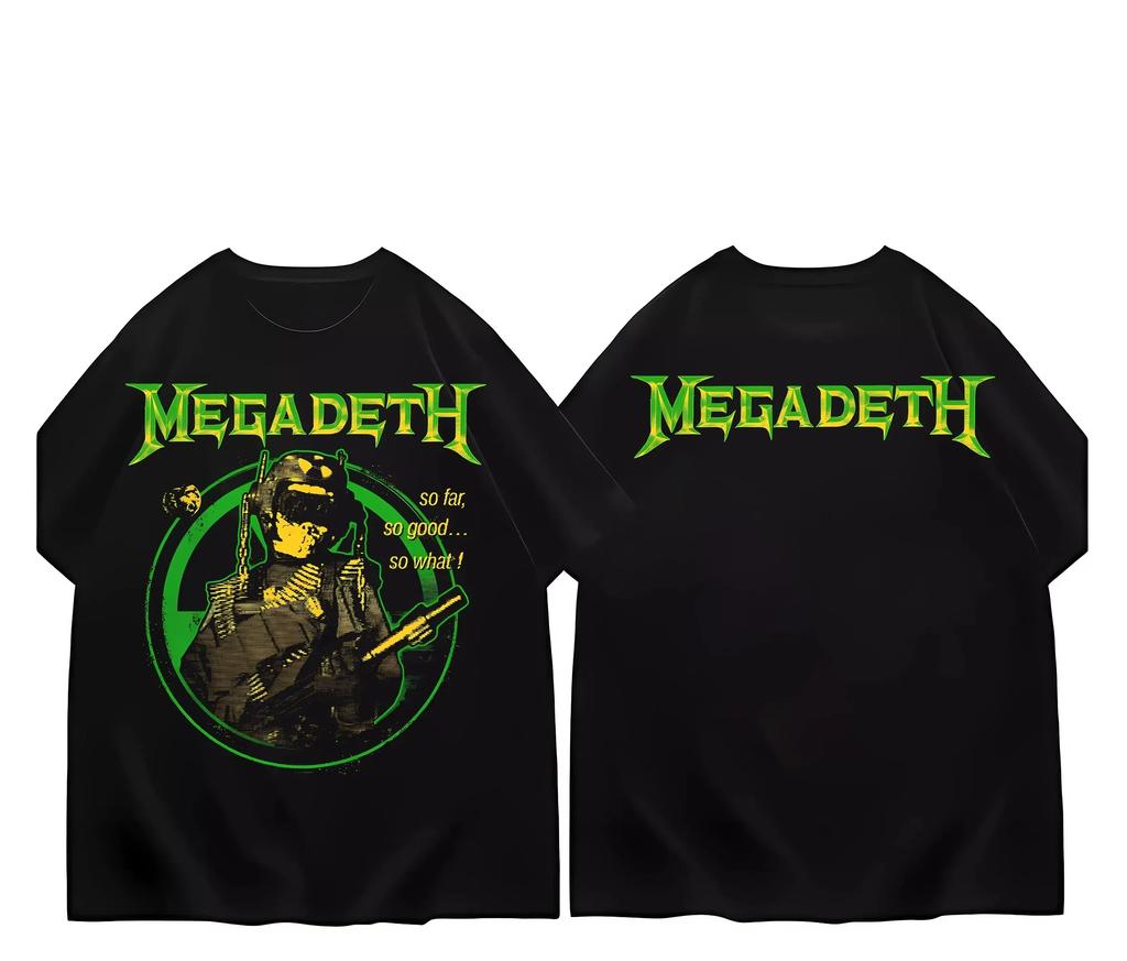 Megadeths Shirts Band Shirts for Men Vintage Heavy Metal Vintage Cotton T Shirt Round Collar Short Sleeve Gift Cloth Streetwear