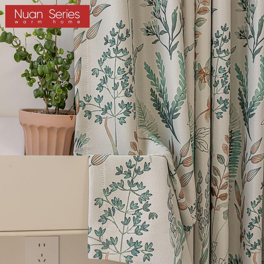 1PC Nuan Series Natural Hand-painted Printed Curtains Nordic Ins Style Blackout Curtains for Bedroom Living Room Balcony Window for Home Decor