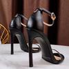 High heels black professional women's stiletto 9CM versatile fashion open-toe one-word belt sandals women's ins tide 2025 summer models