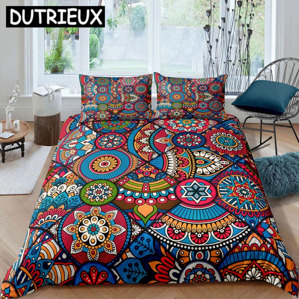 

Постельное белье в богемном стиле, модный 3D комплект с мандалой, пододеяльники, одеяло, постельное белье, размеры твин, квин, кинг, полуторный, подарок, современный, цветок EU single(135x200cm)