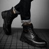 Genuine Leather Men Boots Thick Bottom  Tactical Boots Black All-Match Casual Boots for Men Shoes Design Motorcycle Boot