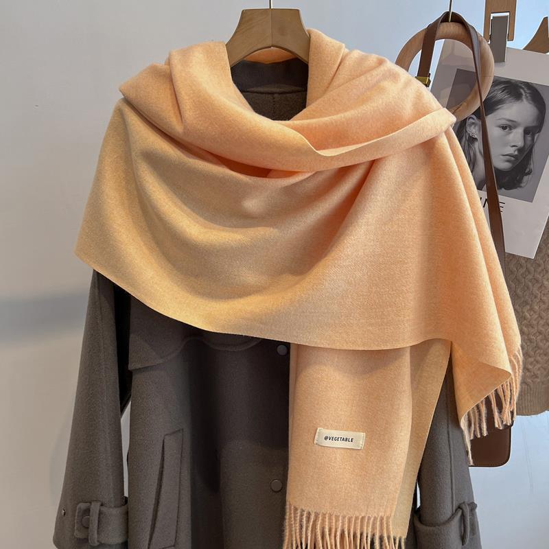 Temperament Solid Color Imitation Cashmere Scarf Women's Winter Versatile Warm Men's Coffee Color Scarf Versatile Shawl