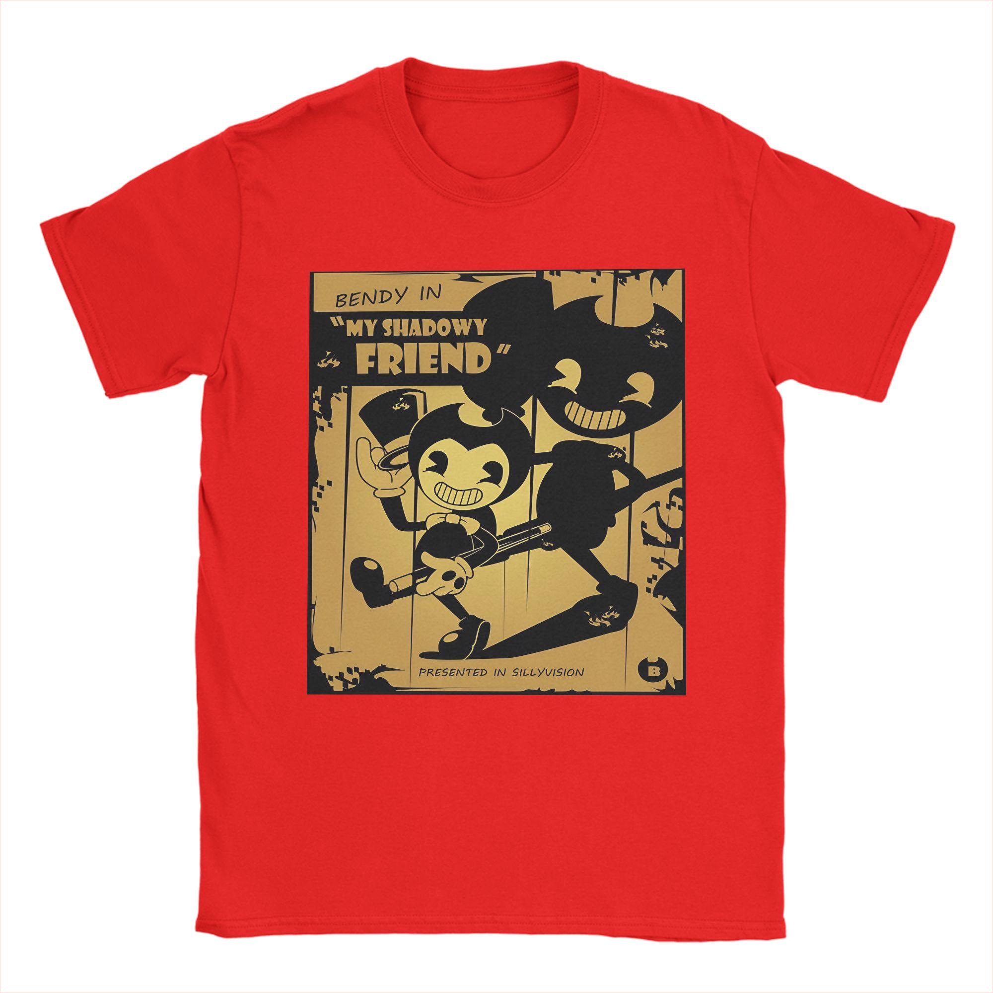 Funny Bendy Friend T Shirt Unisexs Crewneck Short Sleeve Tops Cotton Summer Clothing S