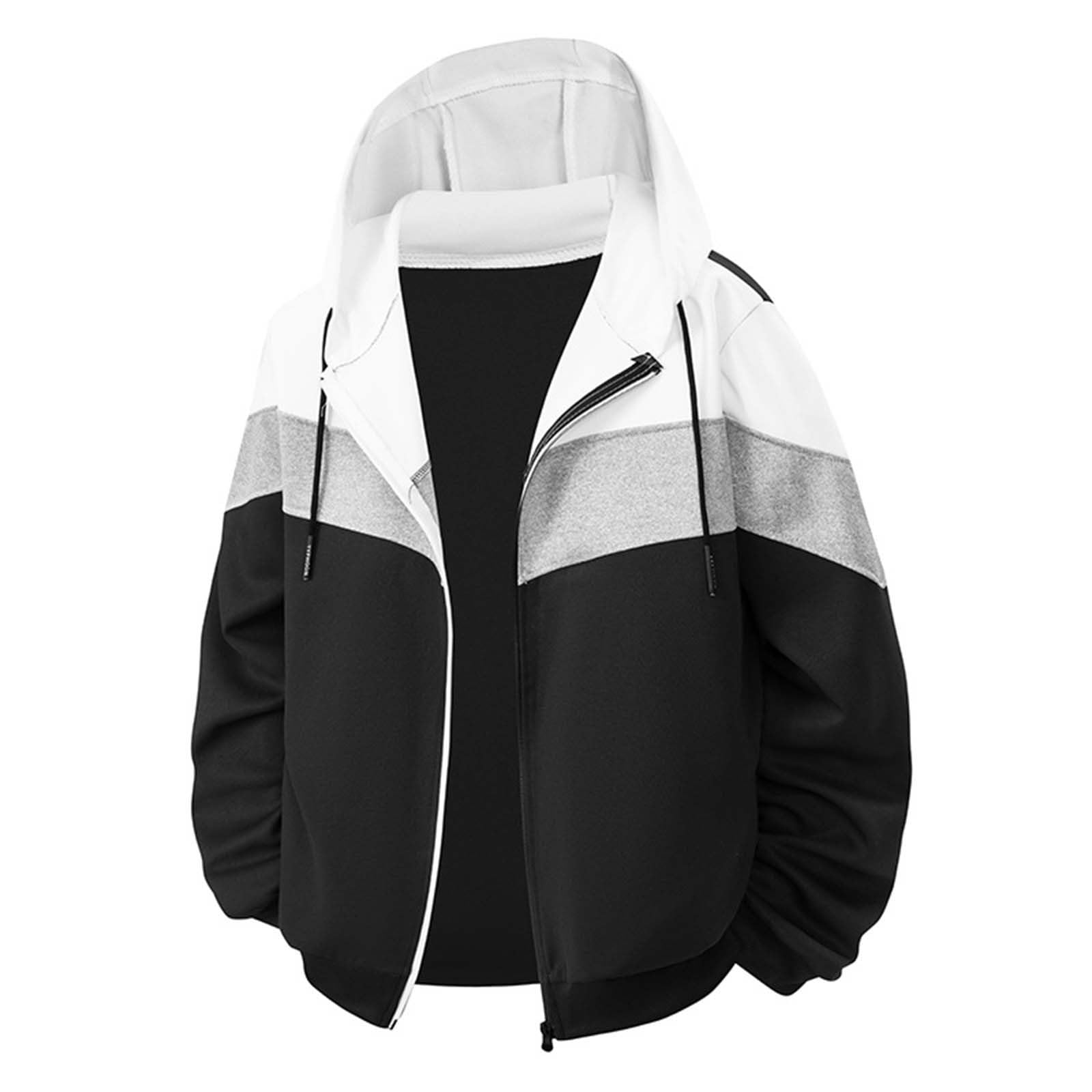 

Men Zip Sweatshirt Jacket, Long Sleeve Loose Casual Hooded Sports Coat Outerwear XXXL чёрный