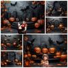 Mocsicka Halloween Backdrop For Photography Bat Black Wall Pumpkin Baby Shower Shooting Props Background Decoration Photo Studio