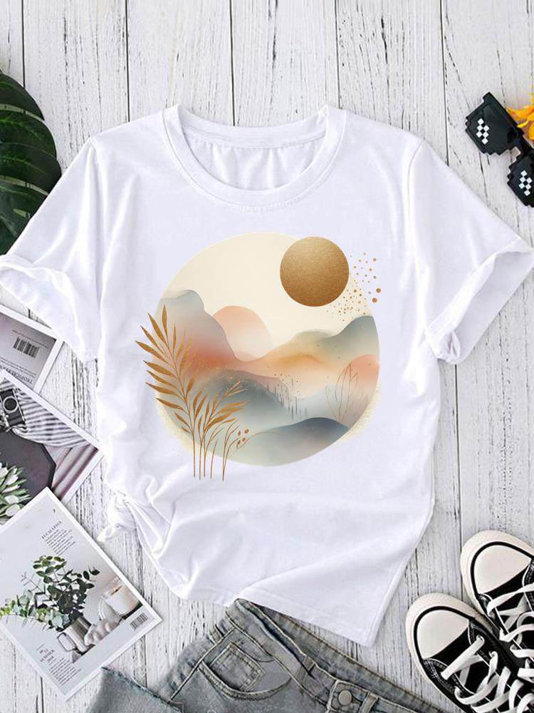 (Asian Size) Short Sleeve T-shirts O-neck Casual Clothing Fashion Female flower style cute Women's Top T shirt Printed Graphic Tee