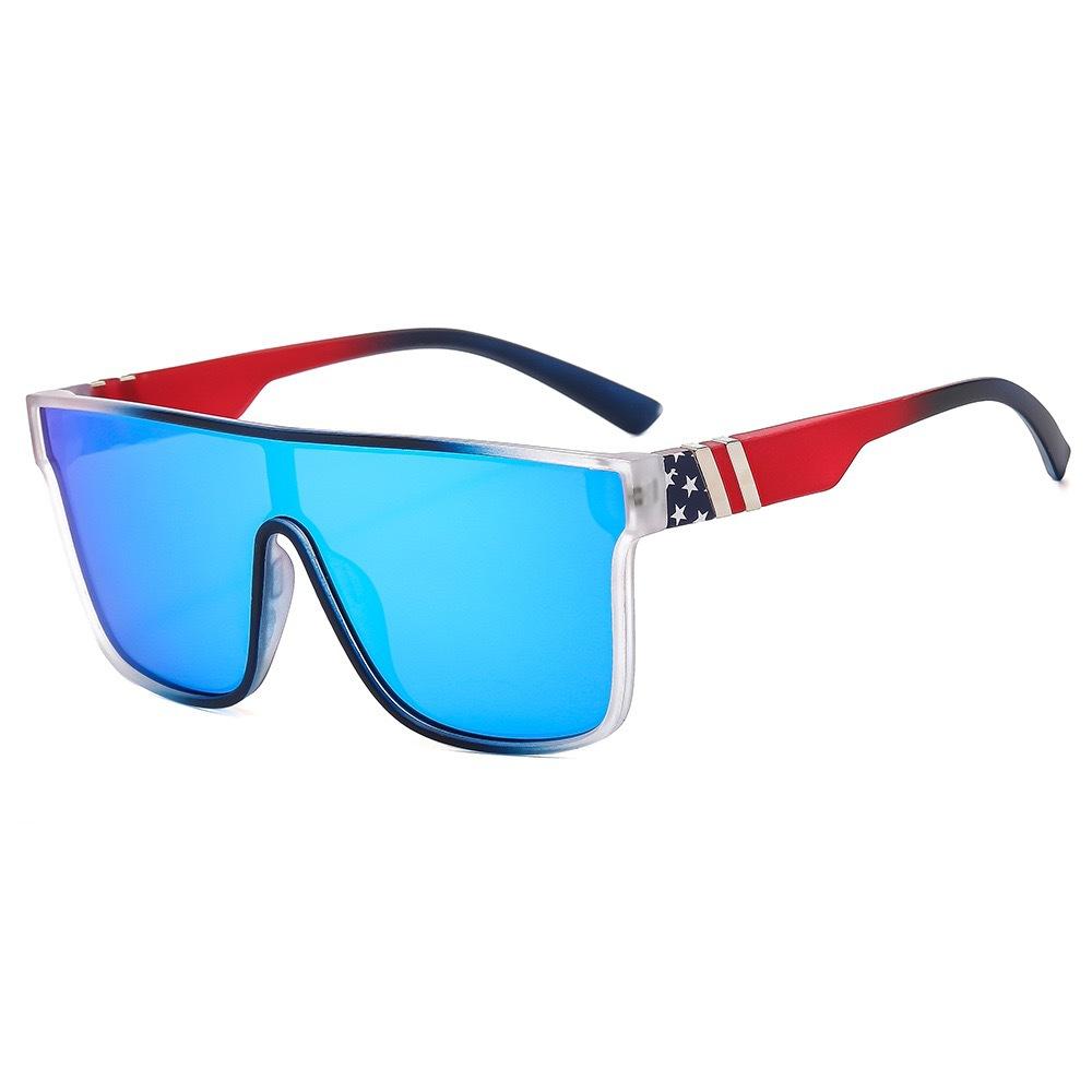Cross Border Hot Selling European American Fashionable Cycling Glasses Men's Outdoor Sports One-piece Sunglasses Real Film Dazzling Women