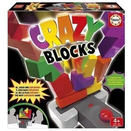 Jeu d'adresse - EDUCA - CRAZY BLOCKS - 15 blocs colorés - À partir de 4 ans - 2 joueurs ou plus