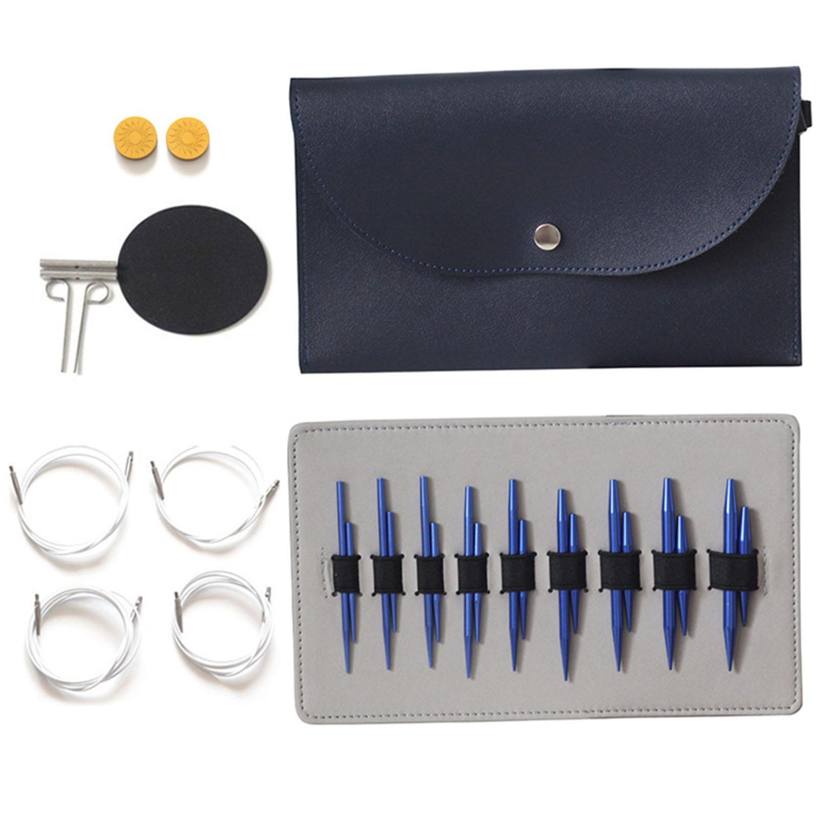 

Набор из 9 пар алюминиевых круговых спиц с футляром, алюминиевые сменные спицы для ткачества 3,0–6,0 мм