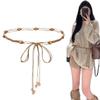 Women's Boho Beaded Waist Belt Handmade Woven String Wood Beads Adjustable Magnetic Suction Buckle Belt for Dresses Casual