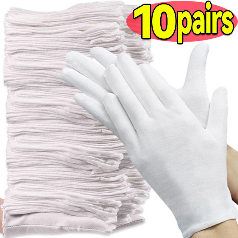 White Soft Cotton Work Gloves for Dry Hands Handling Film SPA Gloves Ceremonial High Stretch Gloves Household Cleaning Tools