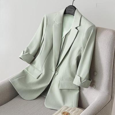 High-quality Korean Style Short-length Western Suit Jacket for Women Spring Autumn Casual Seven-point Sleeve Blazer with Elegant Temperament