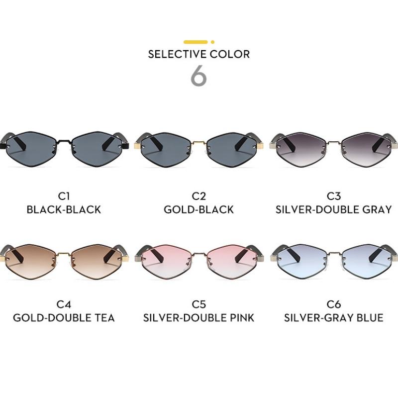 Women's sunglasses, men's and women's retro polygonal metal sunglasses