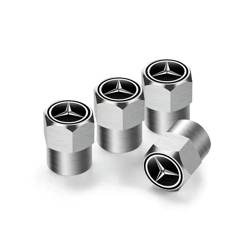 C200 E200 Nouveau 2025 Pour Mercedes Benz 4 Pièces Bouchons de Valve de Pneu de Voiture en Métal Couvercles de Poussière de Roue Accessoires Pour Mercedes Benz AMG W204 W203