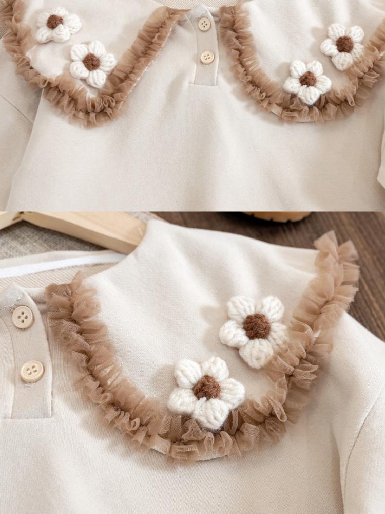 2025 New Korean Style Long Sleeve Girls Doll Collar Sweet Pullover Tops for Baby Kids Chic Spring Autumn Casual Wear Cute Outfit Children Fashion