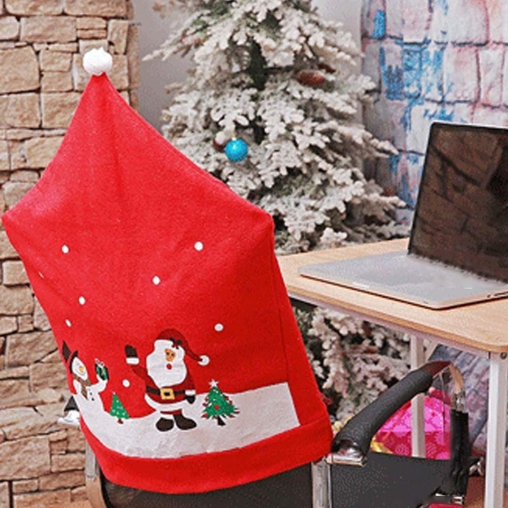 4pcs Seat Protector Christmas Chair Cover Cartoon Red Wear for Chairs Santa Claus Seat Cover Gift