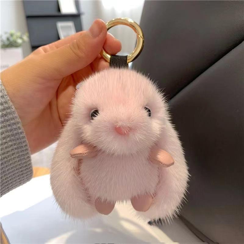 Mink plush bunny plush pendant, keychain bag pendant, doll doll pendant, car key