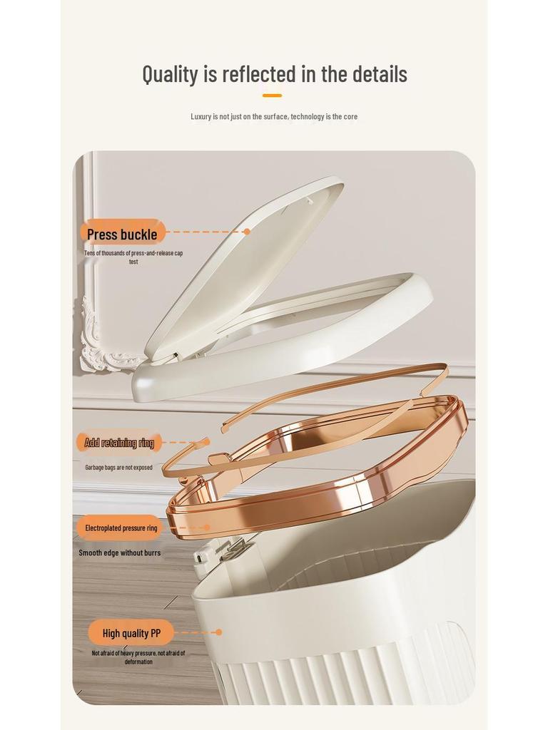 Luxury Pedal Trash Bin with Lid: Hands-Free Operation for Kitchen, Living, Dining, Bedroom