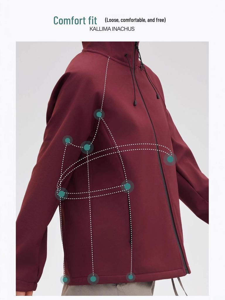 Dead Leaf Butterfly Women's 3-in-1 Softshell Hooded Windbreaker - Waterproof, Windproof Mountaineering Jacket for Autumn/Winter