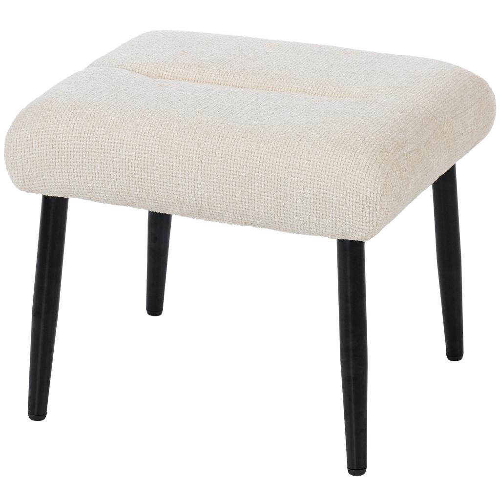 Sitzhocker Hocker mit weichem Sitzkissen Stahlbeinen Fußhocker mit Chenille-Stoff, 45 x 41 x 38 cm, Cremeweiß