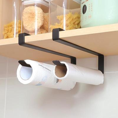 Punch-Free Universal Kitchen Rack for Paper Towels, Rags, and Plastic Wrap