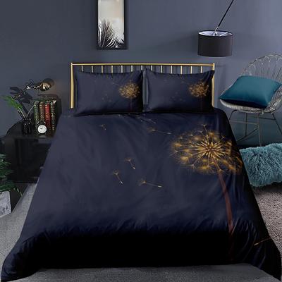 Set Biancheria da Letto e Federa Dente di Leone Nero Singolo Twin Queen King Size Super Morbido Tessile per la Casa Autunnale Copripiumino di Lusso