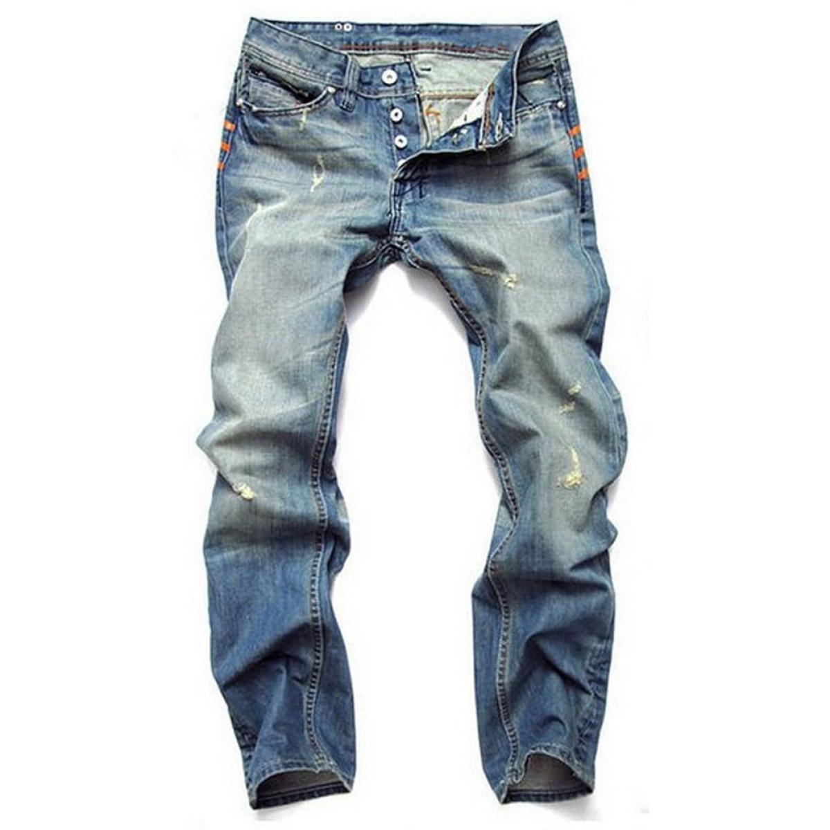 

Мужские джинсы Slim Fit Straight с несколькими пуговицами больших размеров M синий
