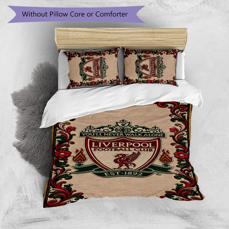 3pcs L-Liverpool (4) Design Cover Set - HD Printed Bedding with 1 Cover and 2 Pillowcases - Perfect for Home and Dorm Decor