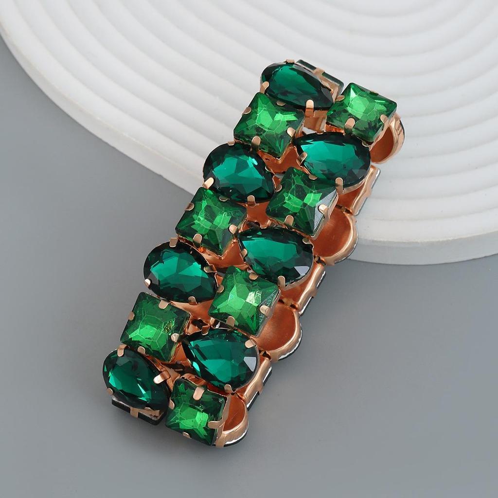 European and American Women's Double-Layer Glass Diamond Elastic Bracelets