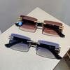 New Frameless Simple and Versatile Metal Frame Sunglasses, High-end Trendy Driving UV-proof Sunglasses