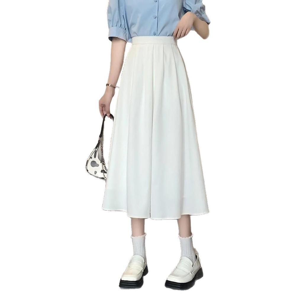 Elegant High-Waisted Pleated A-line Skirt for Female Students, Summer Casual Academy Style