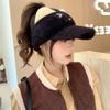 New Style Cycling Ear Protection Plus Velvet Warm Knitted Woolen Hat Versatile Empty Top Peaked Cap for Women In Autumn and Winter