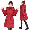 Medium and long winter cotton-padded clothes for women, thickened and warm, hooded windproof and cold-proof cotton clothes, loose large-size mot