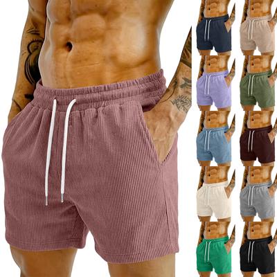 Mens Shorts Corduroy Elastic Waist Mens Athletic Shorts Gym Shorts Men Casual Style Lightweight Athletic Shorts for Men