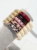 New Acrylic Bamboo Curved Tube Couple Bracelets for Women Men Leopard Resin Chunky Elbow Beads Elastic Bangle Stack Jewelry Gift