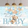 1 Piece Cute Bear and Balloon Shower Background - "We Can Hardly Wait" Party Decoration