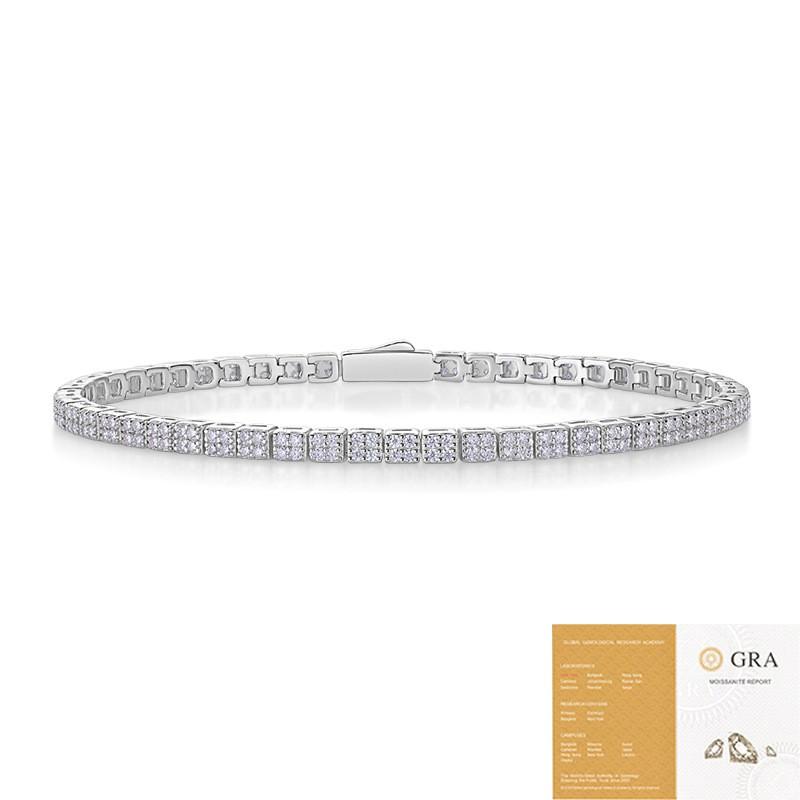 Sterling Moissanite Bracelet Women Geometric Design Fashion OL Style Adjustable Length